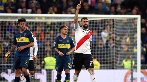 Pratto le hizo dos goles a Boca en las finales de la Libertadores 2018.
