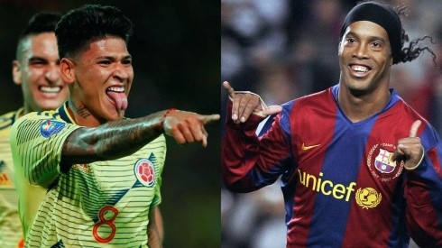 Carrascal intenta imitar a Ronaldinho.