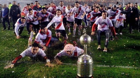 Los jugadores festejando la Copa Libertadores 2015.