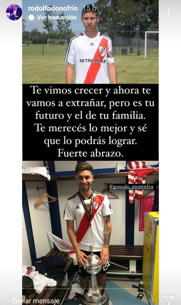 Las emotivas ´palabras de D’Onofrio a Montiel en Instagram (@rodolfodonofrio)