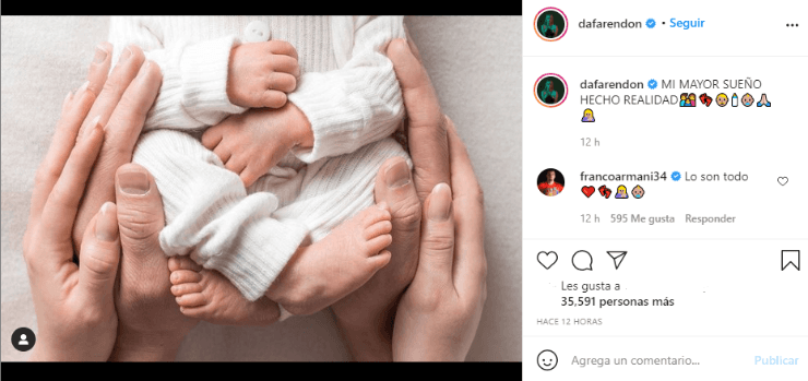 Franco Armani fue papá