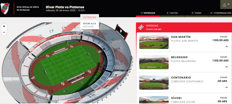 Populares agotadas para el sábado (tickets.riverid.com.ar/)