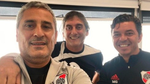 Hernán Díaz, Enzo Francescoli y Marcelo Gallardo, tres glorias de River como jugadores que actualmente trabajan en el club.