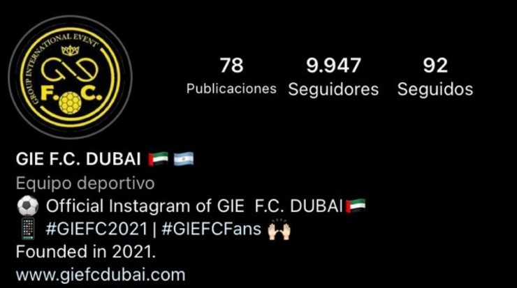 El equipo tiene 9917 seguidores porque Echenique los compró @gie.fc.dubai