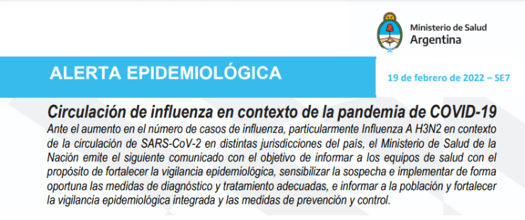 Alerta epidemiológicapor un brote de influenza en la Argentina (Fuente: Ministerio de Salud de la Nación)