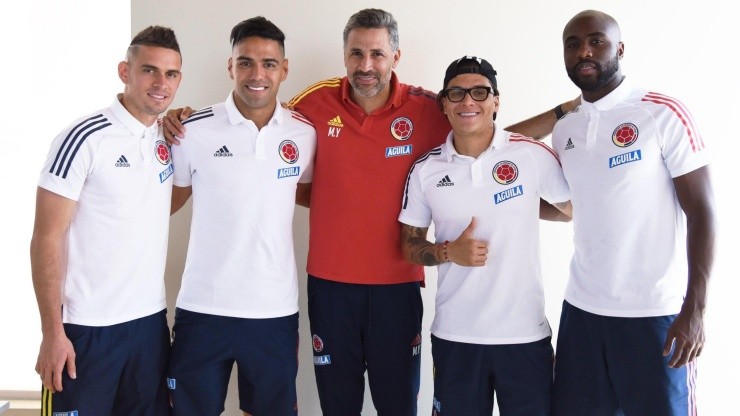 Rafael Santos Borré, Radamel Falcao, Mario Yepes, Juanfer Quintero y Éder Álvarez Balanta, los ex River que estuvieron juntos en la Selección Colombia.