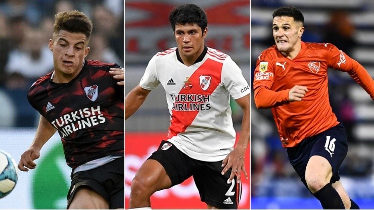 Elías López, Robert Rojas y Fabricio Bustos, tres de los laterales por derecha que podría tener Marcelo Gallardo en 2022.