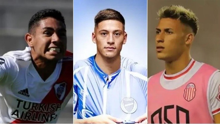 Daniel Lucero, Tomás Castro Ponce y Tomás Lecanda, los tres futbolistas que volvieron a River luego de interrumpir sus préstamos y deberán buscarse club.