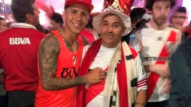 Enzo junto a su papá, festejando el título de River el 9 de diciembre del 2018.
