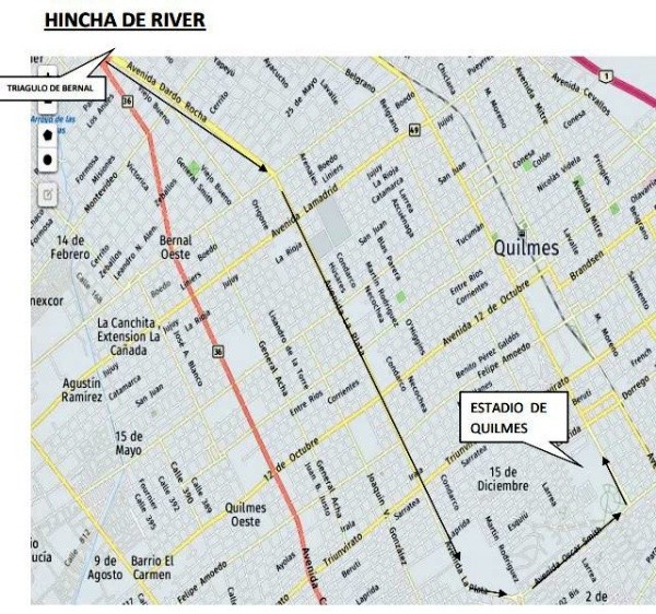Los accesos para los hinchas de River en la cancha de Quilmes
