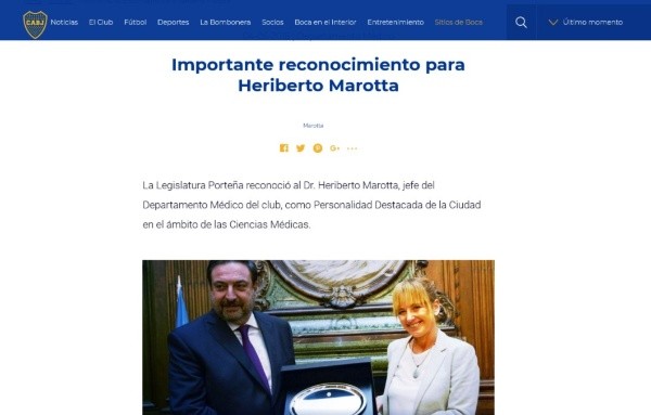 El reconocimiento a Marotta se llevó a cabo en mayo de 2018.