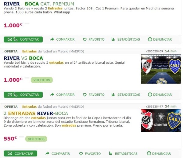 Los hinchas de Real Madrid revenden sus entradas en la web.