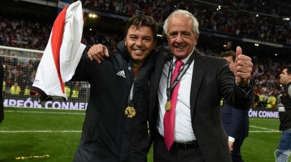 El ex presidente de River felicitó al Muñeco y a sus jugadores por lo hecho el domingo ante Racing (Foto: Getty)