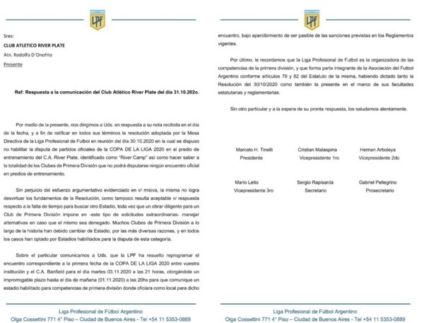 comunicado liga profesional comunicado liga profesional