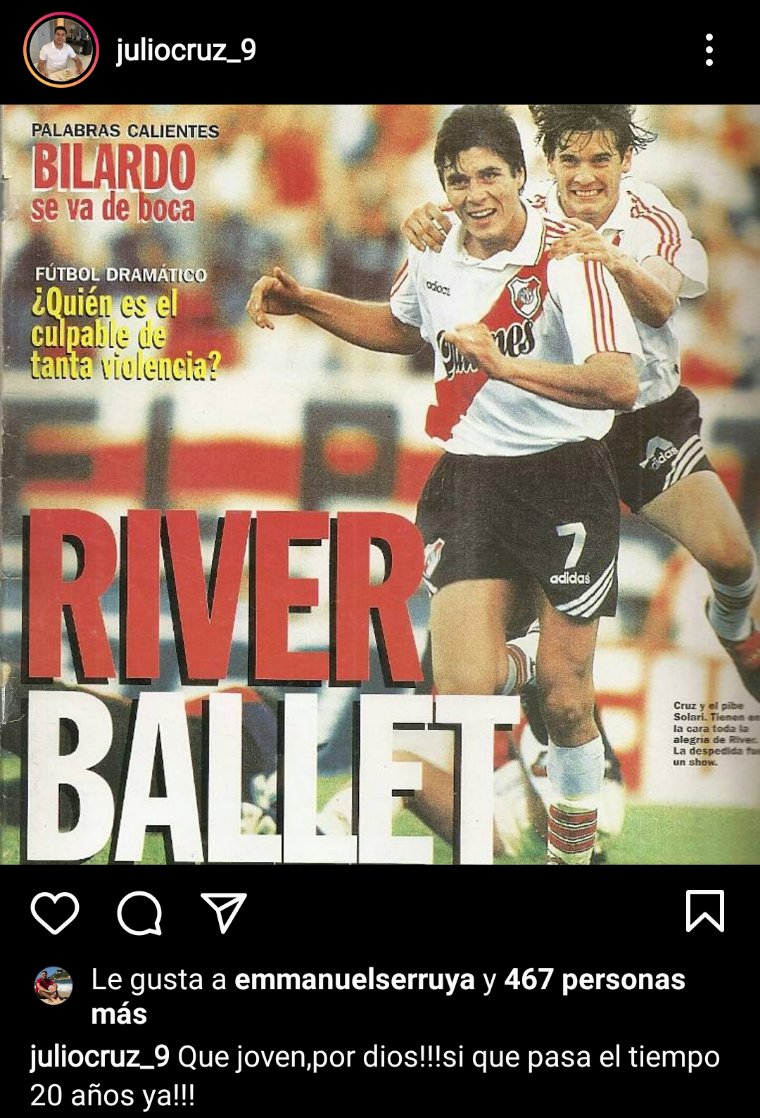 Un recuerdo compartido por el Jardinero hace algunos años en su Instagram, junto a un joven Santiago Solari.