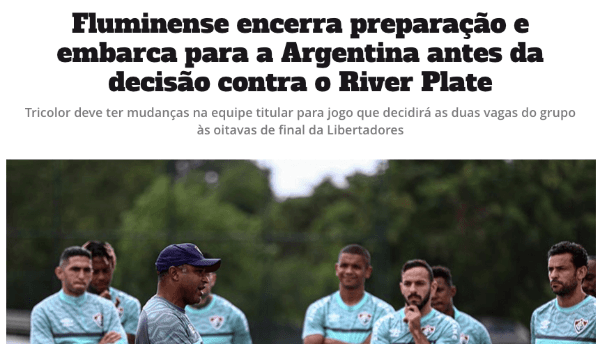 Lance puntualizó en el cambio de itinerario de Fluminense para este duelo.