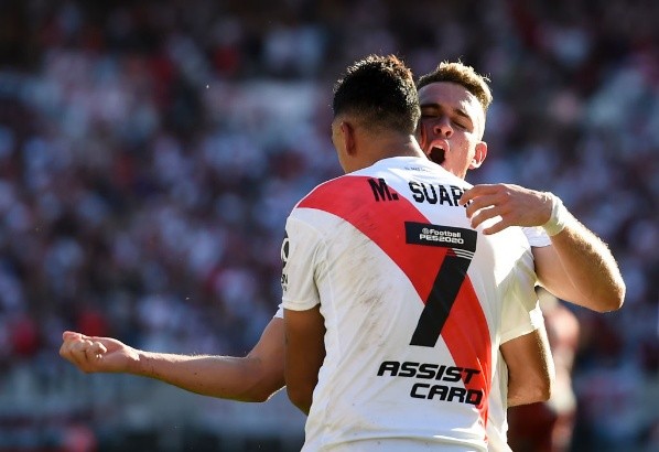 Entre el Máquina y el cordobés llegan a 109 festejos con la camiseta de River. (Foto: Getty).
