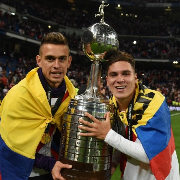 Borré y Quintero disfrutando la Copa Libertadores en Madrid (Getty)