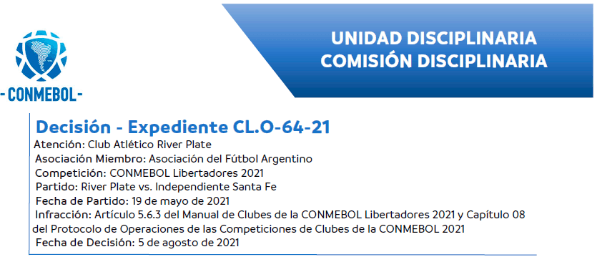 Parte del comunicado de la Unidad Disciplinaria.