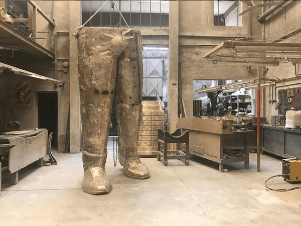 Así avanzaba la estatua del Muñeco: (Foto: @gestariverplatense).