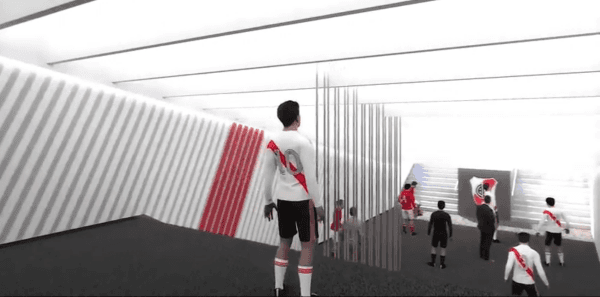 Representación de cómo sería el nuevo tunel de salida de los jugadores. (Fuente: Prensa River).