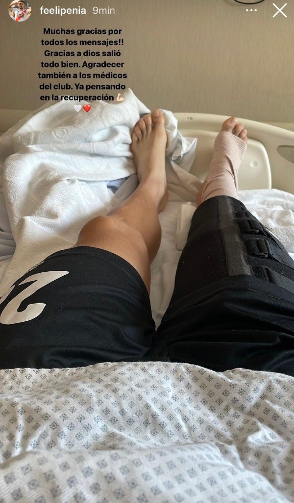 El mensaje de Peña en su cuenta de Instagram.