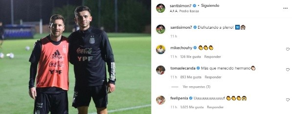 Las reacciones de Peña y Lecanda a la foto de Simón con Messi (Captura)