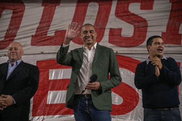 Antonio Caselli, David Trezeguet y Nicolás Rodriguez Saa en su cierre de campaña. (Foto: @PrimeroRiver).