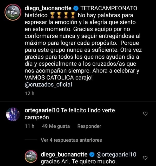 Diego Buonanotte y el saludo de Ariel Ortega