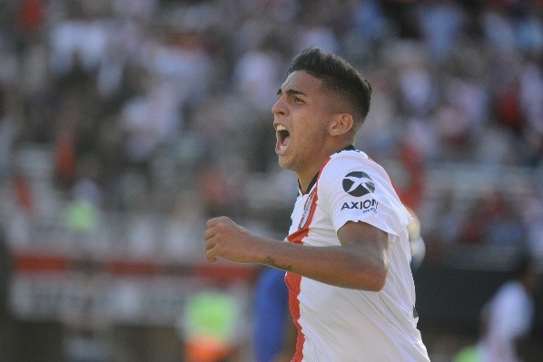 López Muñoz debutó en River el 8 de abril de 2019 ante Tigre y esa tarde marcó su primer gol. (Foto: Getty).