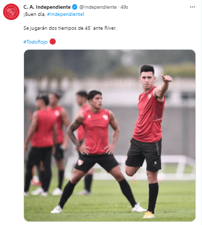 Independiente anunció el partido en sus redes @independiente