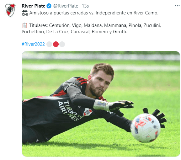 River juega contra el Rojo en Ezeiza (@RiverPlate)