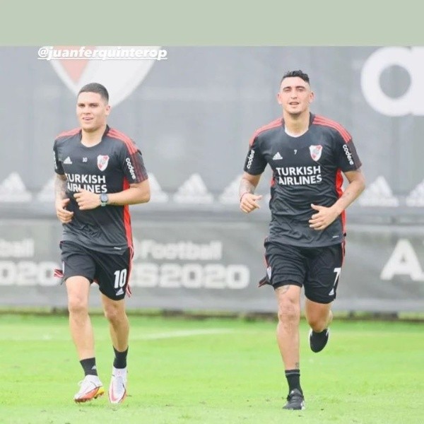 La historia que subió Matías Suárez entrenando con el colombiano. (Foto: Prensa River).