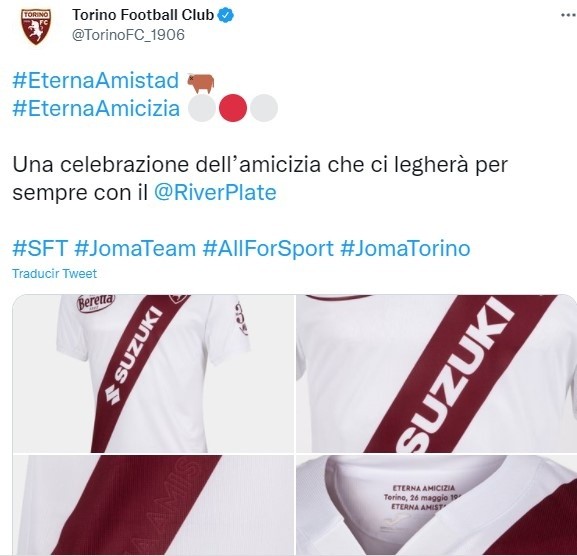 La camiseta que sacó Torino en homenaje al gesto solidario que tuvo River