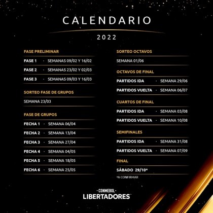 calendario libertadores 2022