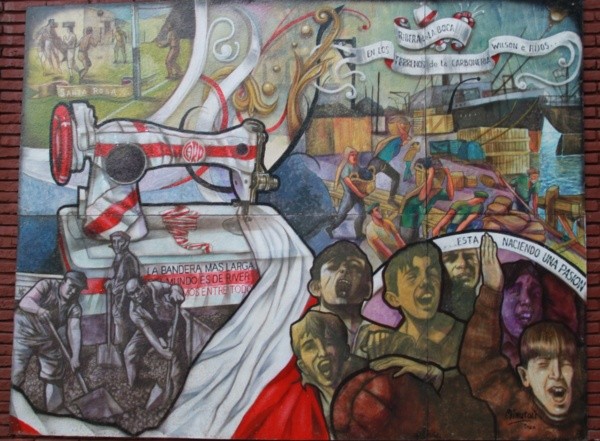 Uno de los recuadros que forma parte de la primera etapa del mural.