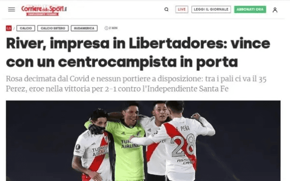 “River, una hazaña en la Libertadores: gana con un centrocampista a portería”