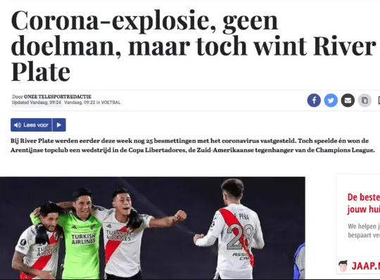 “Explosión de coronavirus, sin portero, pero River Plate sigue ganando”