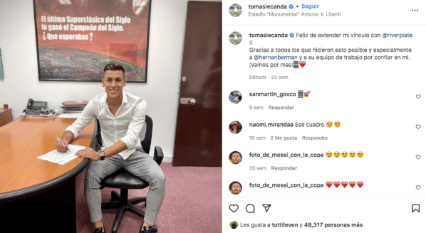 En diciembre, Lecanda renovó su vínculo con River hasta fines de 2025.