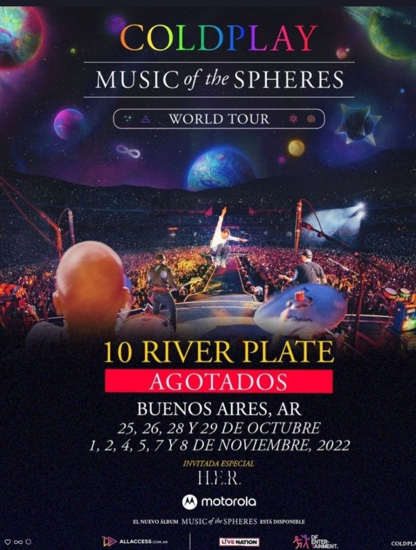 Todo agotado: los fanáticos de Coldplay compraron todas las entradas disponibles para los 10 shows en River.