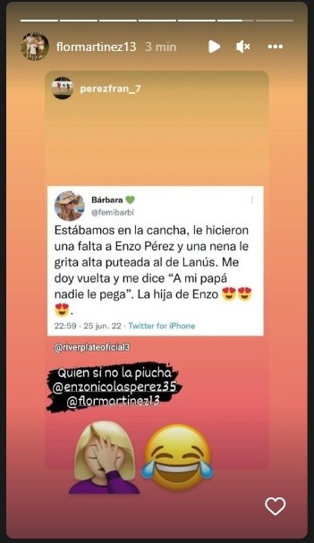 La reacción de la hija de Enzo Pérez.