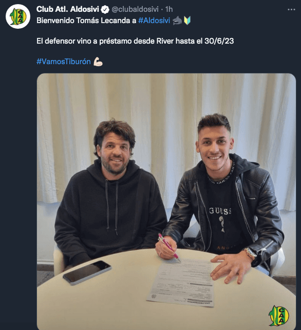 Así anunció Aldosivi la llegada de Lecanda.