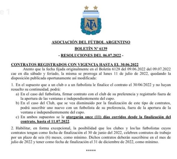 Foto: Boletín Oficial de AFA
