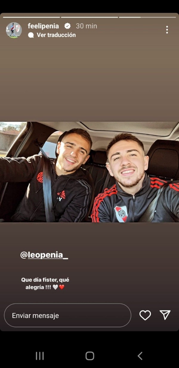 La historia que subió Felipe junto a Leandro después de un día inolvidable.