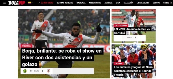 La portada de Bolavip destacó la tarea de Borja