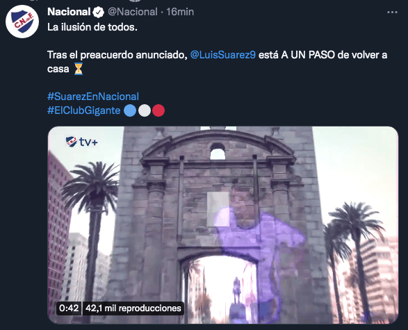 Así anunció Nacional de Uruguay la llegada de Luis Suárez.