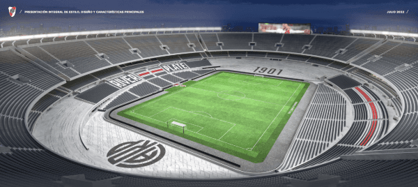 Así lucirá la pantalla panorámica de la tribuna Centenario. (Prensa River).