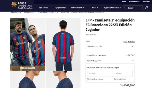 Foto: tienda oficial del Barcelona