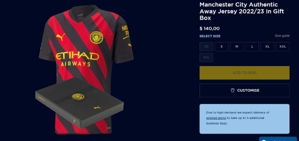 Foto: tienda oficial del Manchester City