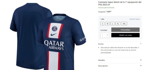 Foto: tienda oficial del PSG
